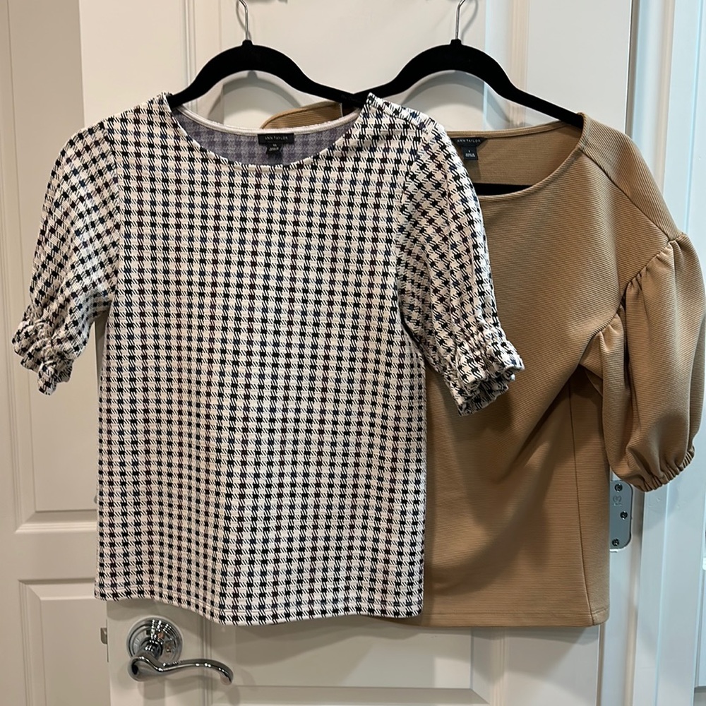 Two Ann Taylor Puff Sleeve Tops